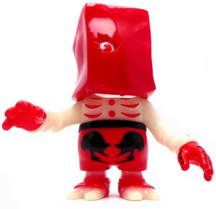 Skull BxBxB - Red GID figure by Secret Base, produced by Secret Base. Front view.