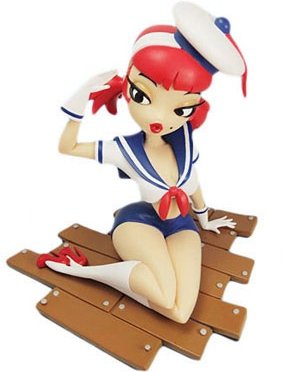 Sailor Trixie figure by Andrew Hickinbottom, produced by Mighty Jaxx. Front view.