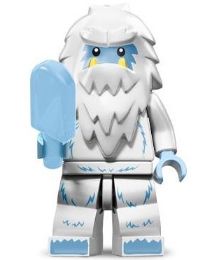 Yeti figure by Lego, produced by Lego. Front view.