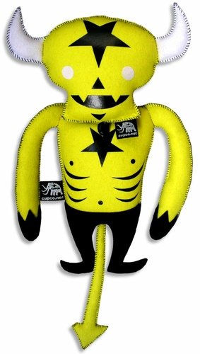 Yellow Devil figure by Cupco, produced by Cupco. Front view.