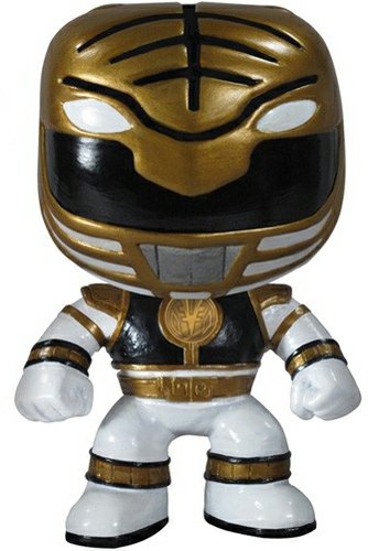 White Ranger figure, produced by Funko. Front view.