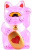 Mini Fortune Cat - Clear Pink w/ Red Heart