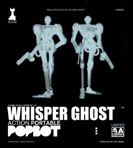 Whisper Ghost Popbot - Action Portable figure by Ashley Wood, produced by Threea. Front view.