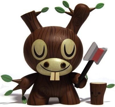 Wood Donkey figure by Amanda Visell, produced by Kidrobot. Front view.
