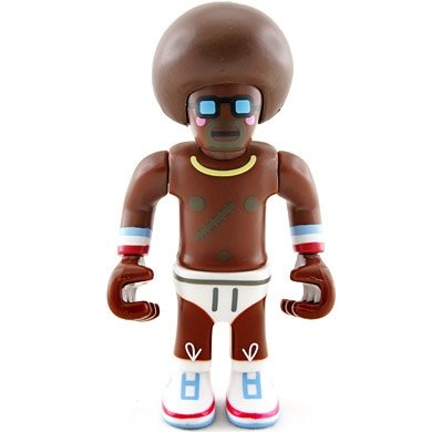Mrq  figure by Eboy, produced by Kidrobot. Front view.