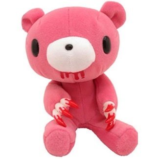 Gloomy Bear small plush pink figure by Mori Chack, produced by Cube Works. Front view.