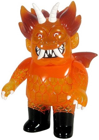 Burning Ojo Rojo figure by Martin Ontiveros, produced by Gargamel. Front view.