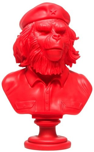 Rebel Ape Bust - Red figure by Ssur, produced by 3D Retro. Front view.