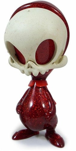 Lucky Devil Skelve figure by Brandt Peters X Glenn Barr, produced by Circus Posterus. Front view.