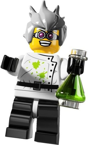 Mad Scientist figure by Lego, produced by Lego. Front view.