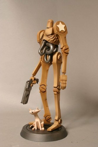 Popbot figure by Ashley Wood, produced by Threea. Front view.