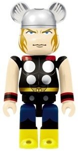 Thor Be@rbrick 100% figure by Marvel, produced by Medicom Toy. Front view.