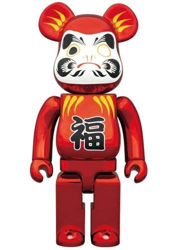 Daruma Be@rbrick 400% - Red Plating figure, produced by Medicom Toy. Front view.