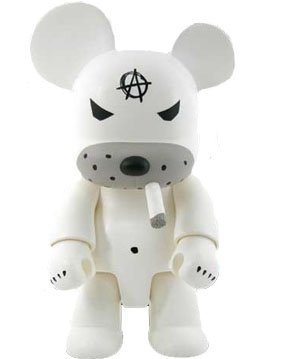 Anarchy Bear White figure by Frank Kozik, produced by Toy2R. Front view.
