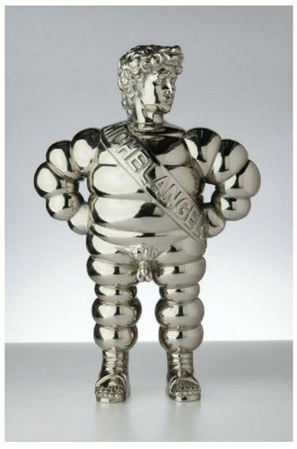 Michelangelo Lifesize - Silver Plated figure by Francesco De Molfetta, produced by Toy Art Gallery. Front view.