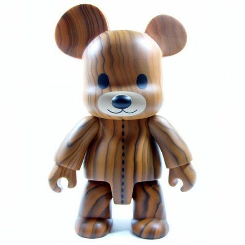 Woodgrain Teddy Bear - Dark Version figure, produced by Toy2R. Front view.