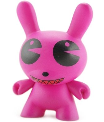 Pac Man Pink figure by Dalek, produced by Kidrobot. Front view.