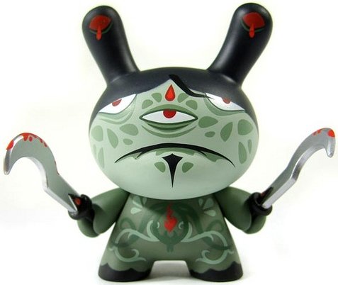 Servant of Kali  figure by Andrew Bell, produced by Kidrobot. Front view.