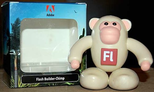Flash Builder-Chimp figure by Eric Jordan, produced by 2Advanced Studios. Front view.
