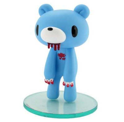 Gloomy Bear Blue Bloody figure by Mori Chack, produced by Kidrobot. Front view.