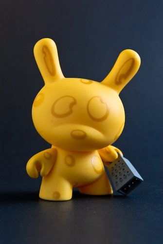 Cheeze  figure by Travis Cain, produced by Kidrobot. Front view.