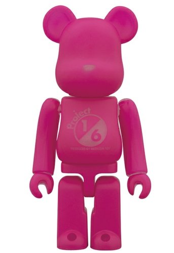 Project 1/6 Be@rbrick 100% Pink GID figure, produced by Medicom Toy. Front view.