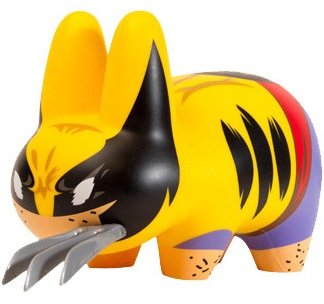 Marvel Wolverine Labbit figure by Marvel, produced by Kidrobot. Front view.