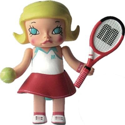 Mollympic - Tennis Molly figure by Kenny Wong, produced by Kennyswork. Front view.
