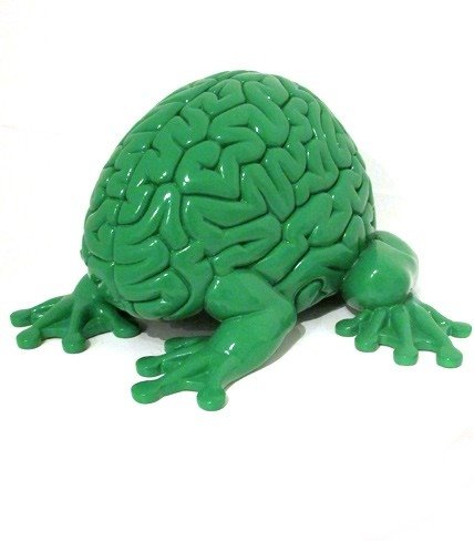 Jumping Brain Resin XL - Green figure by Emilio Garcia. Front view.