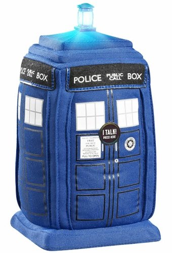Doctor Who Talking Plush - TARDIS figure, produced by Underground Toys. Front view.