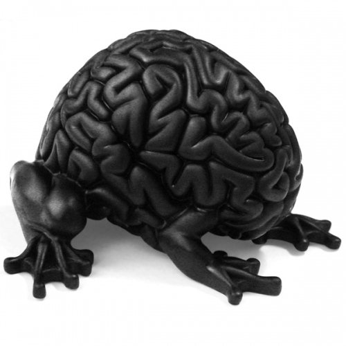 Jumping Brain - Black figure by Emilio Garcia, produced by Toy2R. Front view.