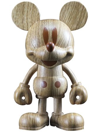 Wooden Mickey Mouse figure by Disney, produced by Play Imaginative. Front view.