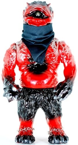 Ollie - Red Demon  figure by Lash, produced by Mutant Vinyl Hardcore. Front view.