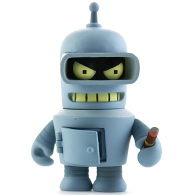 Bender figure by Matt Groening, produced by Kidrobot. Front view.