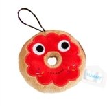 Red Donut Mini Plush figure by Heidi Kenney, produced by Kidrobot. Front view.
