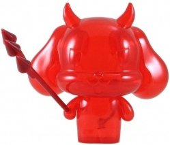 Osaka Popstar Devil Dog - Clear Red figure by John Cafiero X Mari-Chan, produced by Secret Base. Front view.