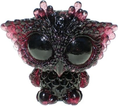Biggy Owl - Wine Red figure by Kathleen Voigt. Front view.