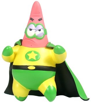Superhero Patrick figure by Nickelodeon, produced by Play Imaginative. Front view.