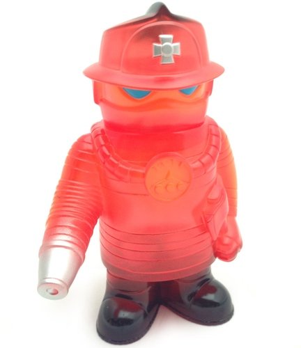 Fire Robo - Clear Red figure by Jeremy Whitaker, produced by Super7. Front view.