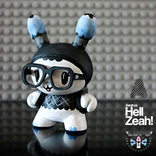 LUPU figure by Aargh, produced by Kidrobot. Front view.