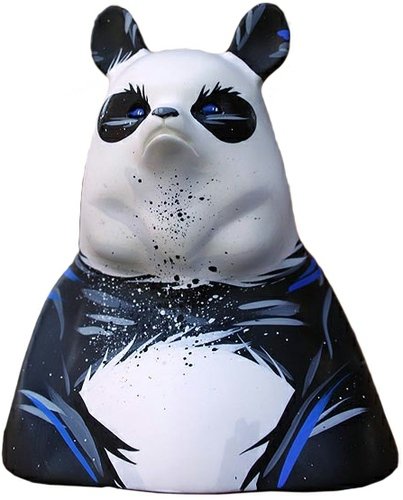Gazer Panda Bust - Blue Colorway figure by Angry Woebots, produced by Silent Stage Gallery. Front view.
