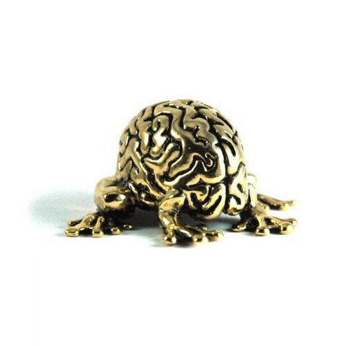 Mini Metal Gold Jumping Brain  figure by Emilio Garcia, produced by Toy Art Gallery . Front view.