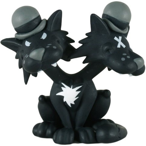 Lucky - Black figure by Brandt Peters, produced by Kidrobot. Front view.