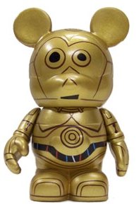 C-3PO figure by Mike Sullivan, produced by Disney. Front view.