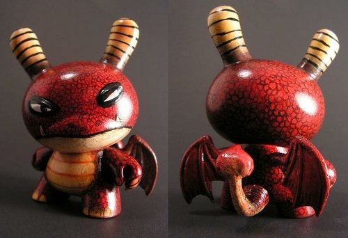 Smokie the Dragon figure by Monsterforge, produced by Kidrobot. Front view.