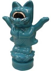 Fortune Cat Ashura - Blue figure by Mori Katsura, produced by Realxhead. Front view.