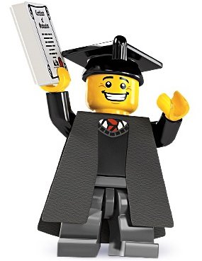 Graduate figure by Lego, produced by Lego. Front view.
