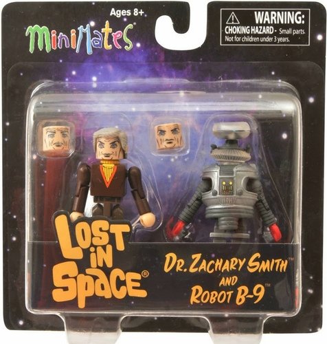 Lost in Space Dr. Zachary Smith and Robot B-9 (2-pack) figure, produced by Diamond Select Toys. Front view.