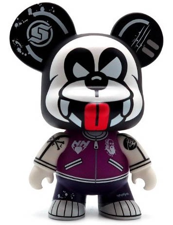 5 Mini Qee Spooky Pandan - Purple figure by Danny Chan, produced by Toy2R. Front view.