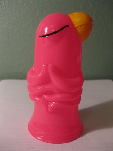 Pink Angel Bird figure by Katope, produced by Gargamel. Front view.